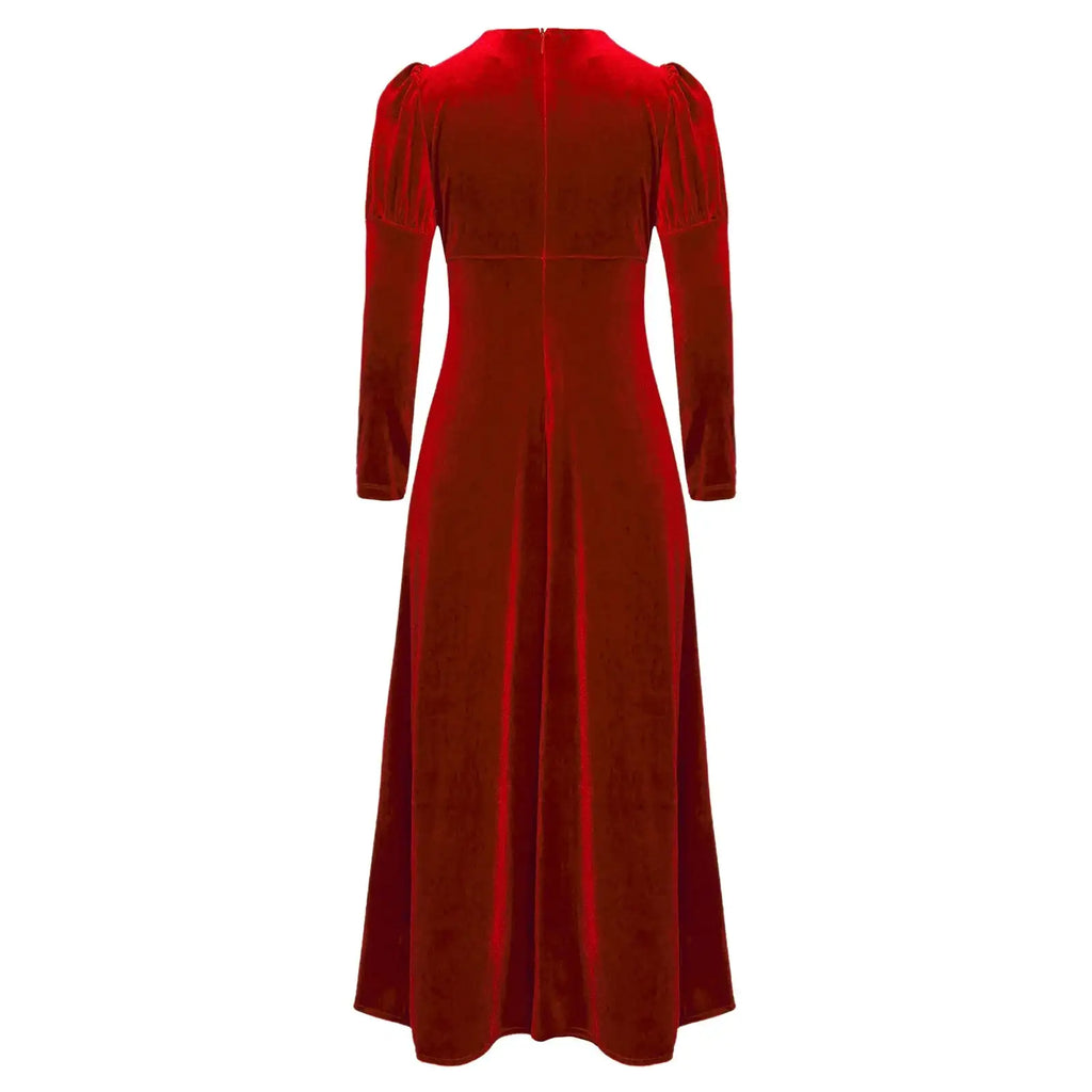 Girls Velvet Medieval Princess Dress Long Sleeve Renaissance Retro Robe Ancient Roman Long Dress for Halloween Carnival Party