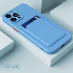 White Soft Wallet Card Holder Phone Case For iPhone 11 12 13 Pro Max Camera Protective Case Wallet Holder Cover Soft Portable Silicone Back Cover Durable Phone Case Stevvex