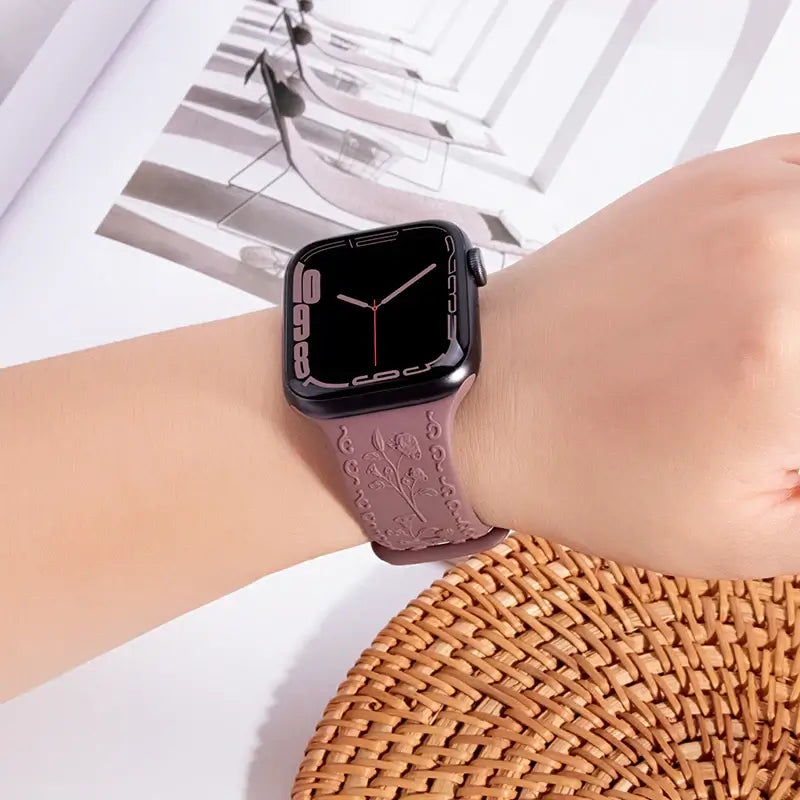 Apple Watch Silicone Band - Floral Engraved - Stylish Design - SJB-DIAMOND ELITES