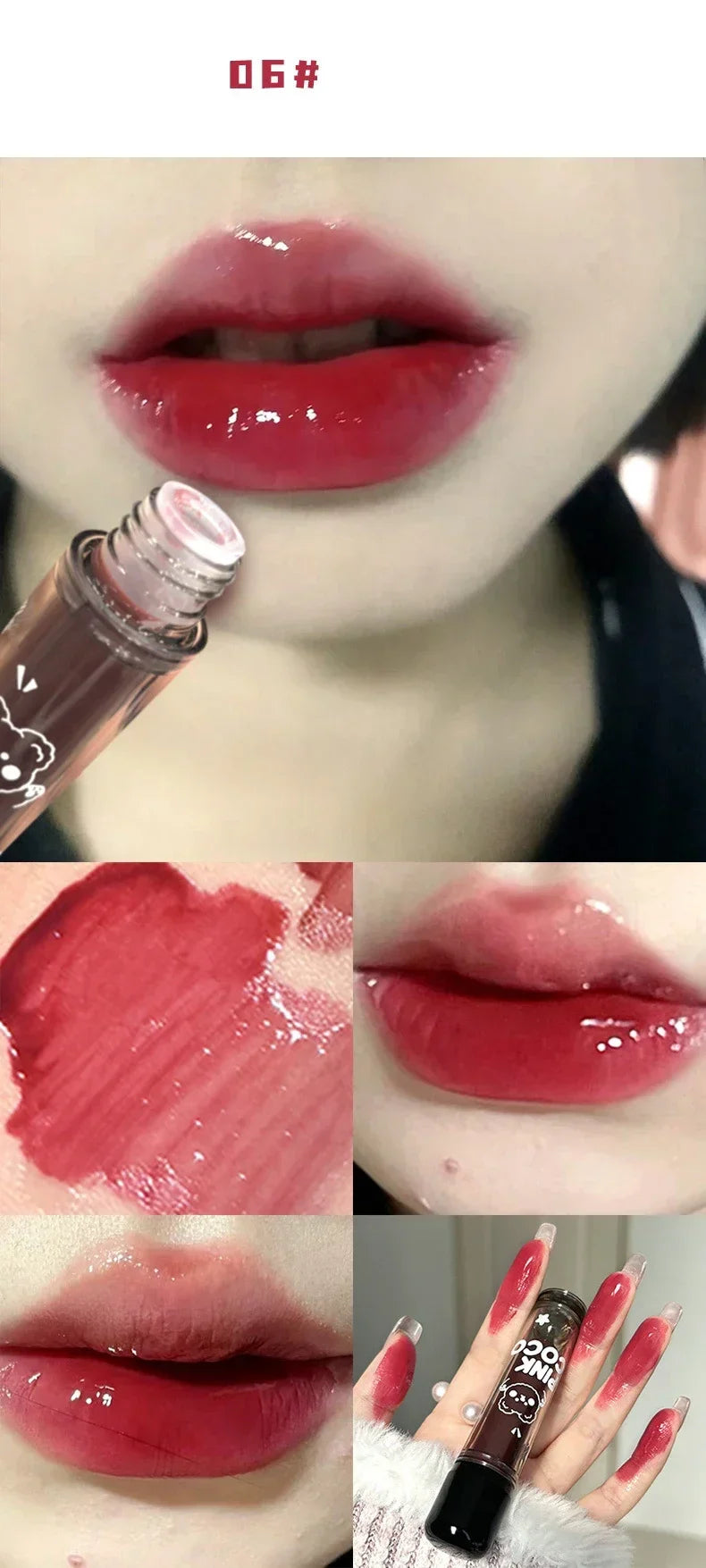 Dark Red Brown Mirror Lip Glaze Water Light Moisturizing Non-stick Cup Highly Pigmented Red Liquid Lipstick Lips Makeup Cosmetic Lootquake LLC