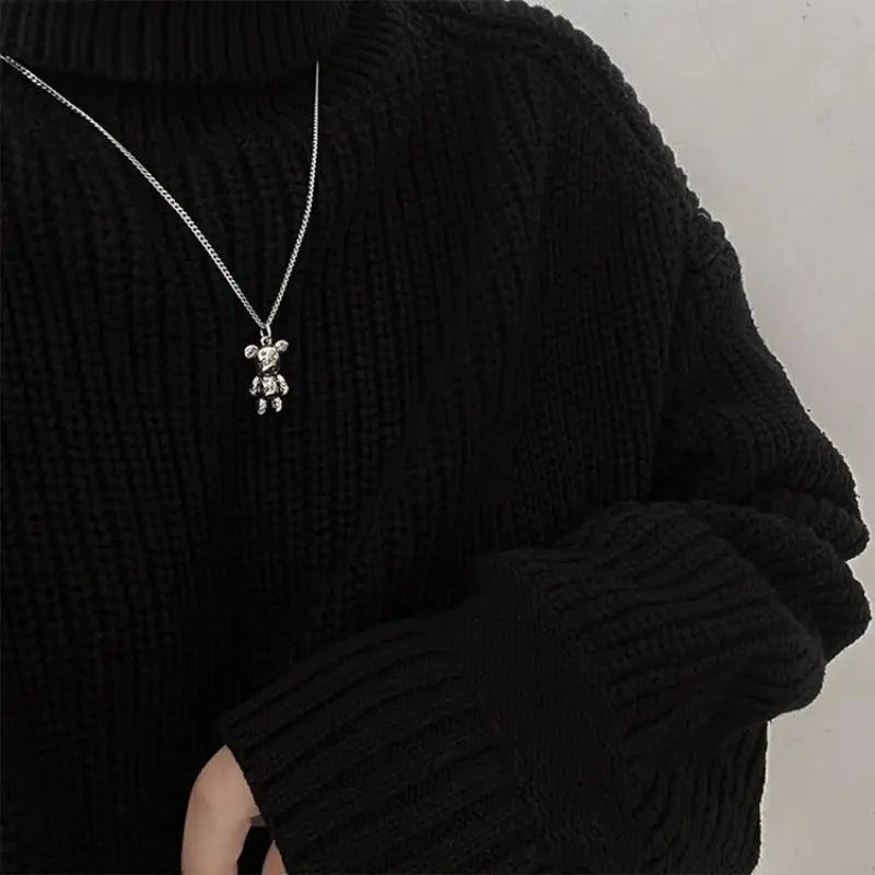 Fashion Trend Engraved Alphabet Bear Pendant Cute Animal Necklace Mens Womens Charm Hip Hop Party Street Jewelry Gifts Lootquake LLC