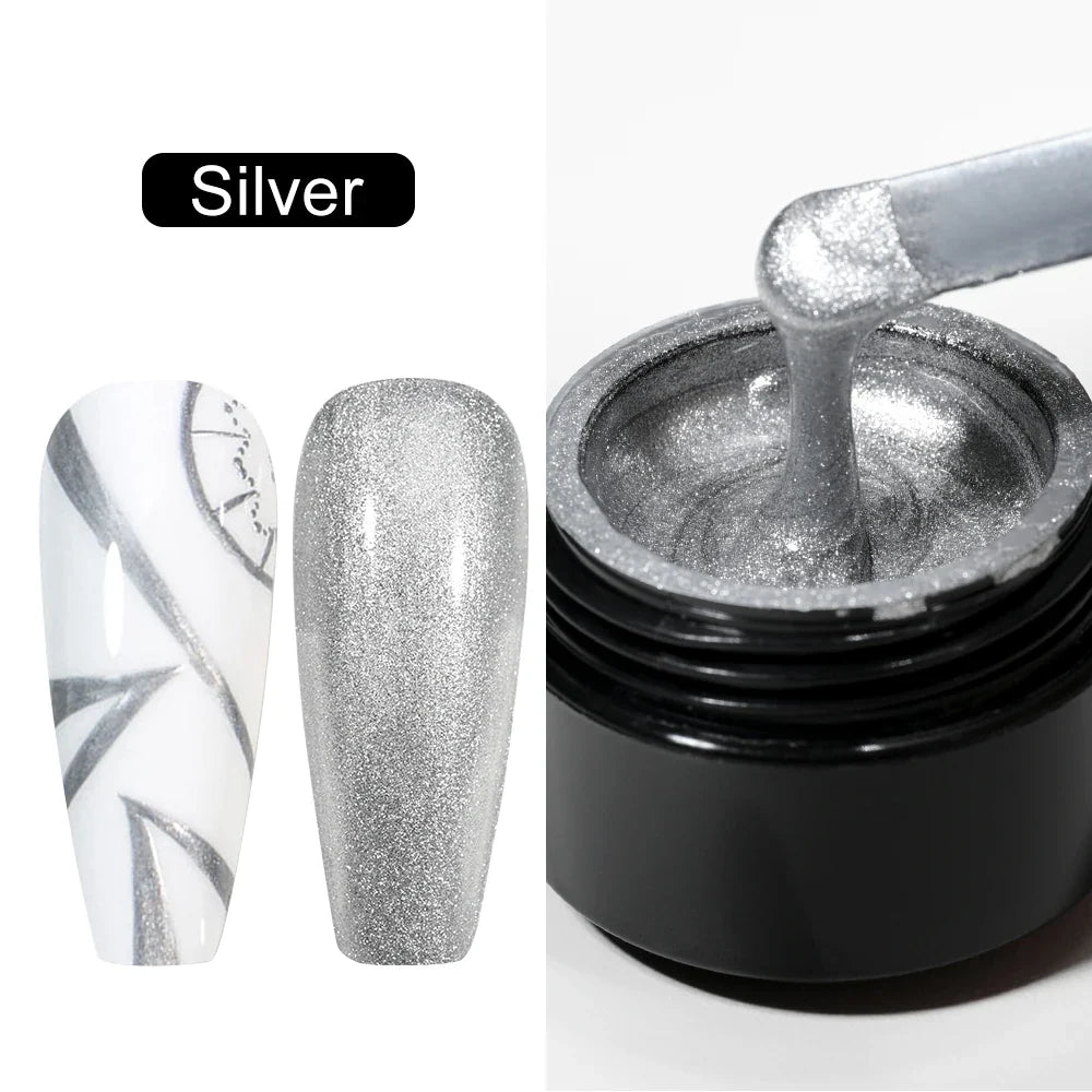 8ml Silver Mirror Metallic Nail Gels Polish UV Soak Off Paint Gel Polish Flower Drawing Gold Superbright Nails Lacquer UV Gel #*