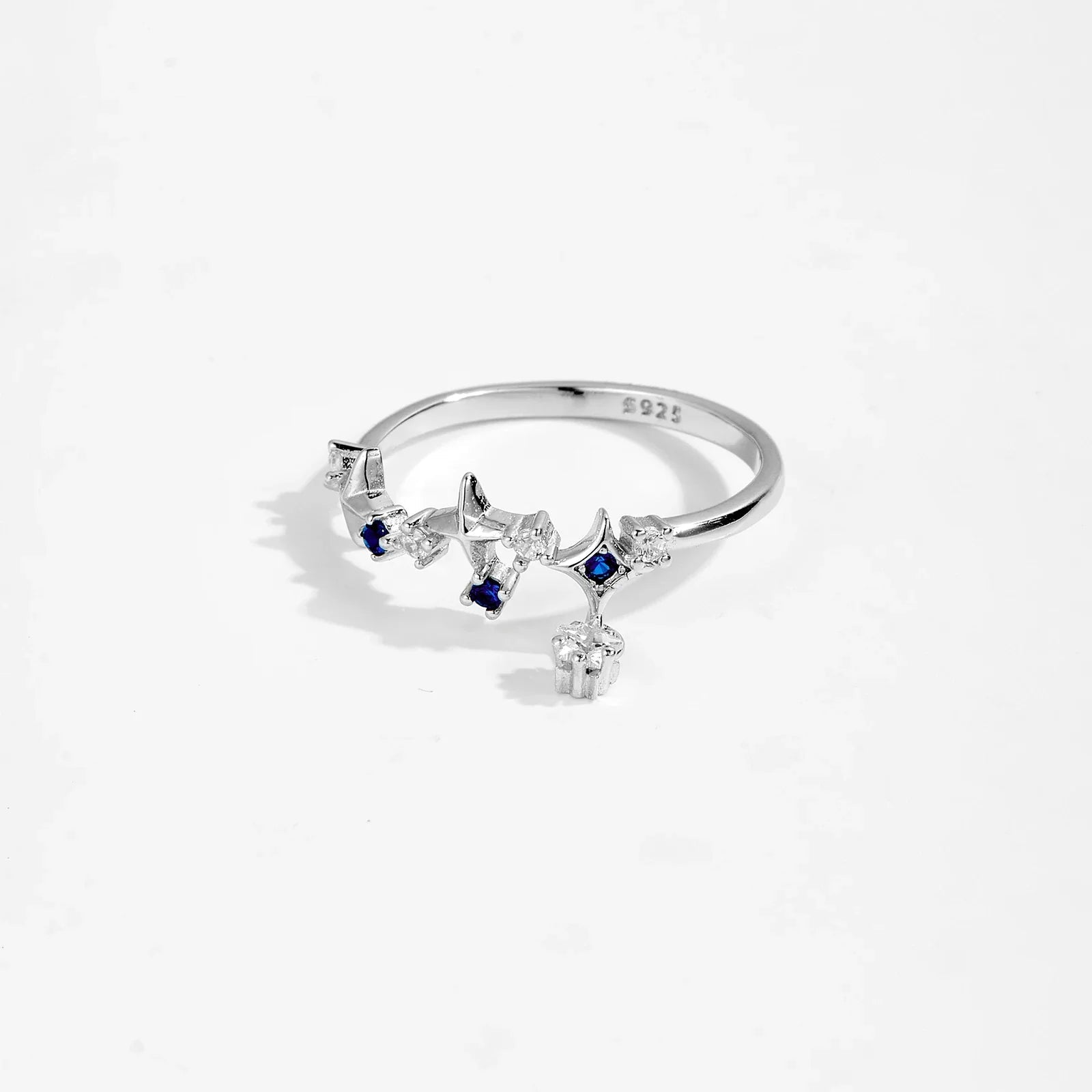 ANDYWEN 925 Sterling Silver Star Round Inlay Blue Zircon CZ Adjustable Open Ring Women Luxury Wedding Gift Dainty Jewelry Lootquake LLC