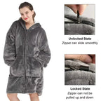 Hoodie Oversized Wearable Blanket Deep Pocket Comfy Sleeves Front Zipper Deluxe Fleece Sweatshirt Blanket Winter Blanket Lootquake LLC