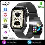 LIGE FlashSmart: 2 HD, AI, Sports & Health Tracker THRIXINE