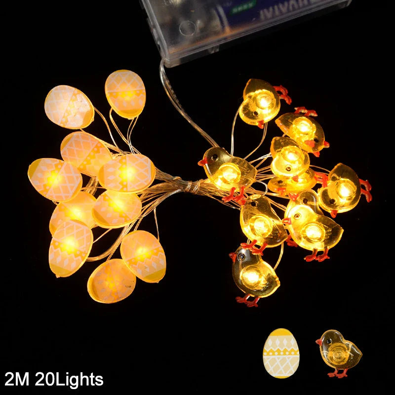 2M 20LED Easter Rabbit String Light Carrot Chick Eggs Fairy Light Garland Happy Easter Party Decoration For Home Kids Gift 2025 Lootquake LLC