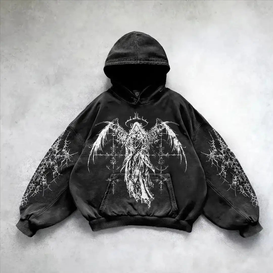 Harajuku hoodie dark punk print hoodies women oversized sweatshirt goth new couples y2k tops goth streetwear gothic clothes Lootquake LLC