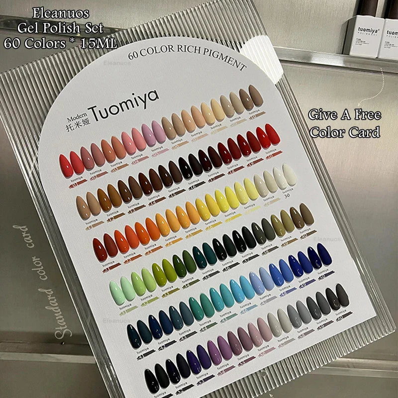 Eleanuos Popular gel Polishing 60PCS Mixed Varnish Soaking Rainbow Semi Permanent Shining Four Season Nail UV LED Salon gel 15ML Lootquake LLC