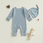Adorable Easter Bunny Print Romper with Matching Hat for Baby s First Easter Celebration - Long Sleeve Round Neck Jumpsuit Lootquake LLC