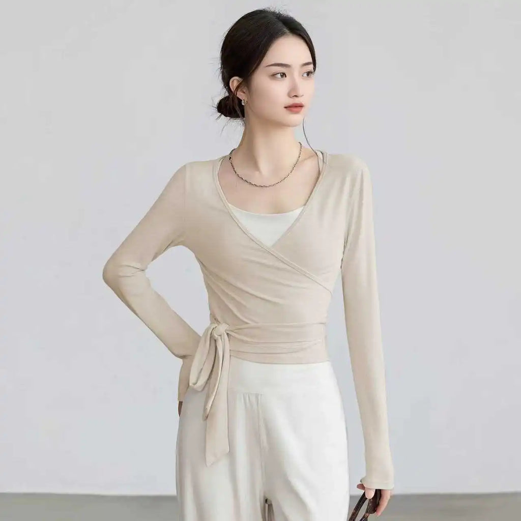 Slim-Fit Long-Sleeve Yoga Top with Straps