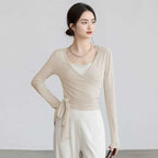 Slim-Fit Long-Sleeve Yoga Top with Straps