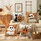 Halloween Pillowcases: Cat, Ghost, and Pumpkin Themed Decor! Sofa cushion cover, holiday party decoration, gift Lootquake LLC