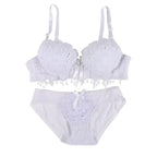 Women Lace Bra Sets Flower Printed Underwear Suit Sexy Lady Ultra-Thin Lingerie Comfortable Push Up Brassiere Outfit