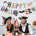 Halloween Party Paper Garland Bat Pumpkin Banner 2025 Happy Halloween Party Decoration for Home Trick or Treat Hanging Pendants Lootquake LLC