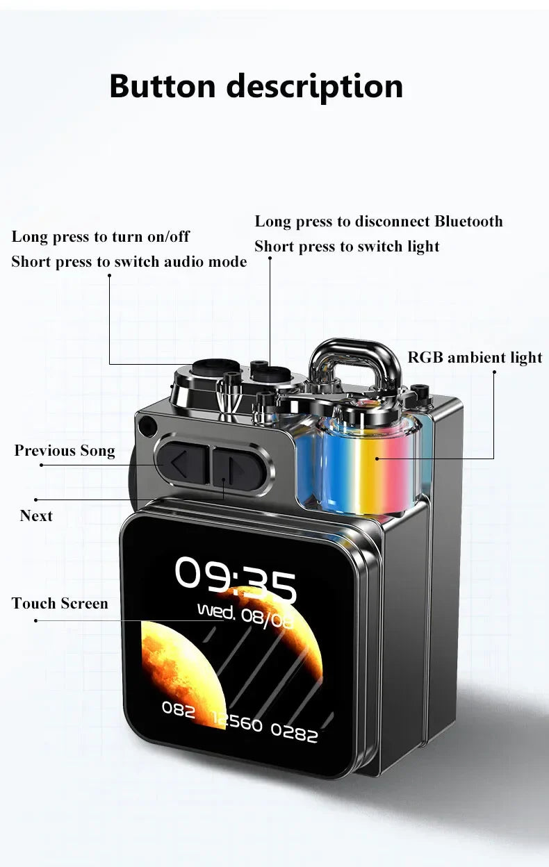 Smart Touch Screen Bluetooth Speaker Mini Portable Audio Player Wireless Handsfree Call MP3 Music Box Support TF Play APP Contro Lootquake LLC