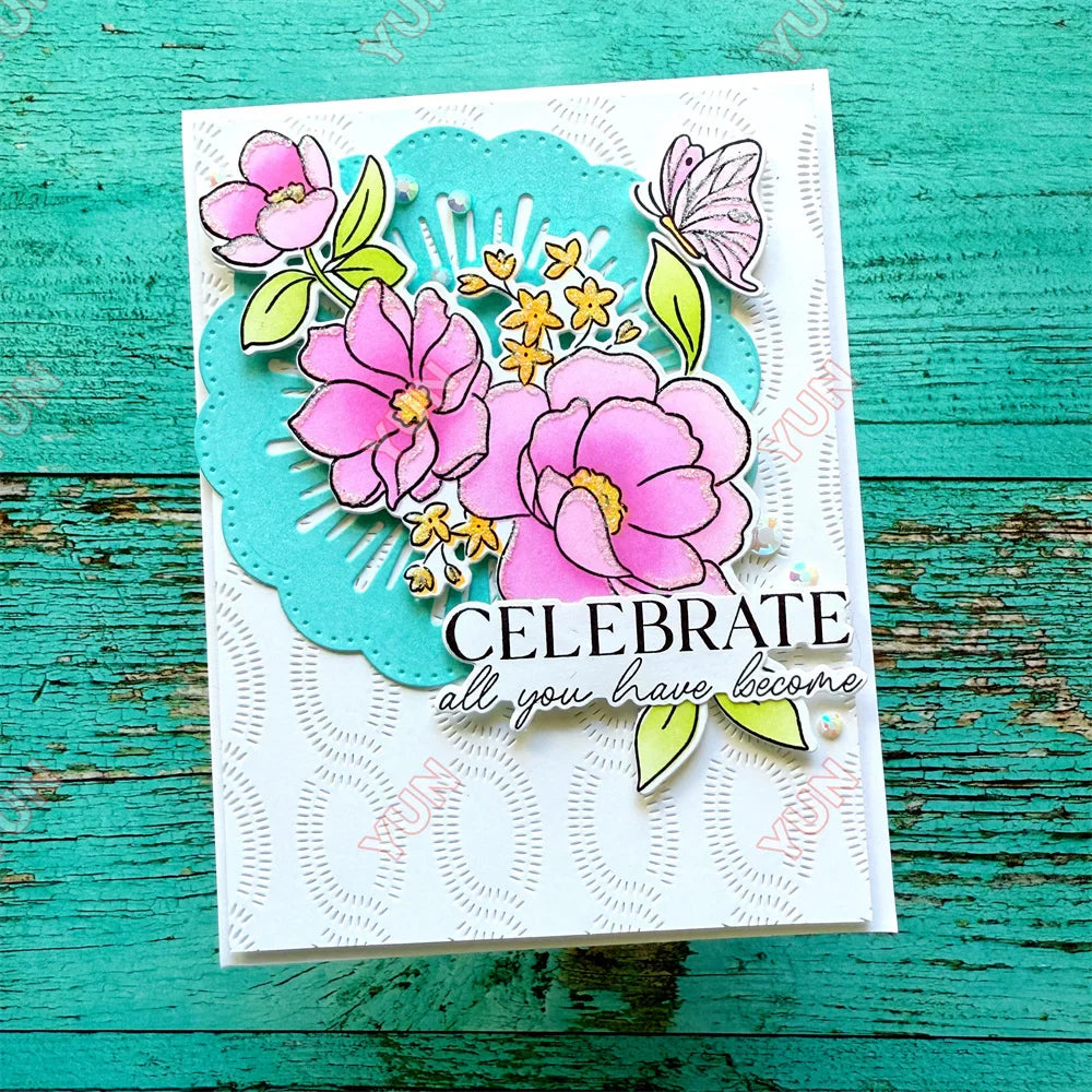 February 2025 New pink Floral Field Metal Cutting Dies Stamp Stencil Hot Foil Set DIY fresh Scrapbook Card Handmade Embossing Lootquake LLC