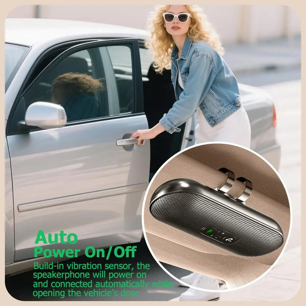 Bluetooth 5.4 Speaker Handsfree Car Kit Sun Visor Clip Wireless Audio Receiver Speakerphone Loud Music Player Dual Microphone Lootquake LLC