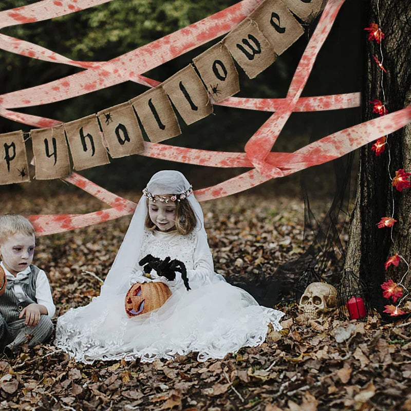 Haunted House Home Scene Decoration 3m/5m Halloween Bloody Gauze Bandage Warning Isolation Belt Horror Props For Halloween Party Lootquake LLC