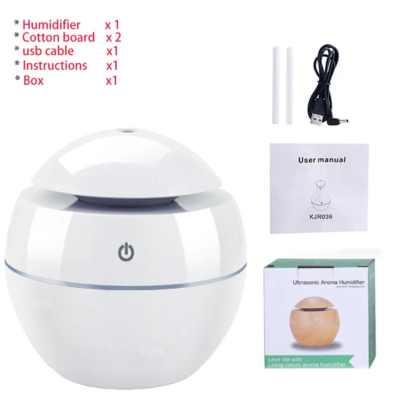 350ML USB aroma oil diffuser wood electric humidifier ultrasonic air humidifier mini aromatherapy LED light mist maker for home Lootquake LLC