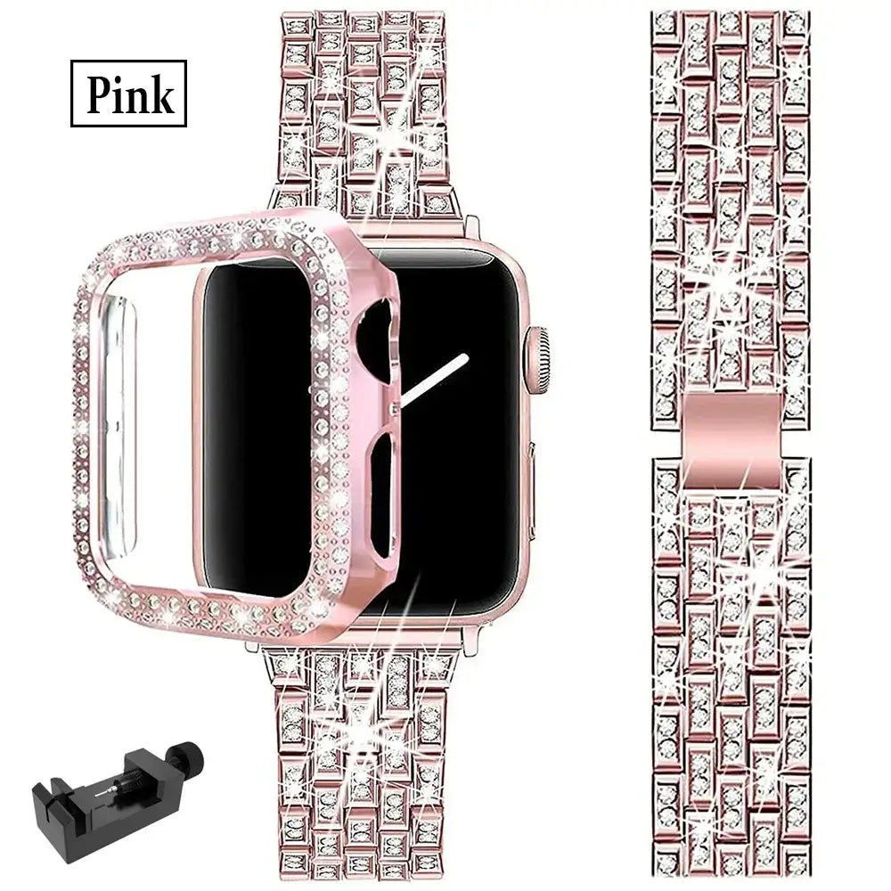 Apple Watch Bedazzled Stainless Steel Strap - Elegant Design - SJB-DIAMOND ELITES