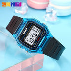 SKMEI Transparent TPU Strap Ladies Wristwatch Shockproof Back Light Display Stopwatch Digital Watches Women 2056 reloj mujer