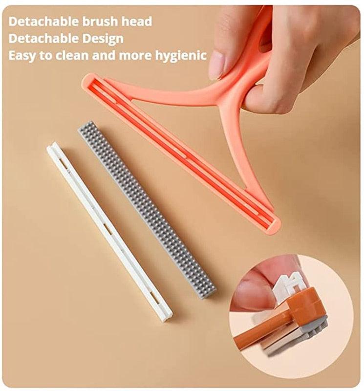 Silicone Double Sided Pet Hair Remover Lint Remover Clean Tool Shaver Sweater Cleaner Fabric Shaver Scraper for Clothes Carpet Double Carpet Wooden Manual Roller Professional Reusable Lint Cleaner for Pet Hair Stevvex