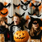 Funny Spooky Halloween Bat Decorations with Eyes Trick or Treat Bats Wall Decor Realistic Simulation Bat Pendant Halloween Party Lootquake LLC