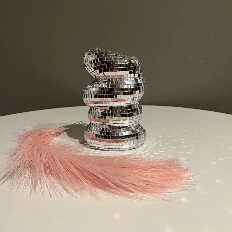 Small Sliver Disco Ball Vase Flower Planter Pot Table Decor Sculpture Table Centerpiece Home Decor Unique Housewarming Gift Pi-Mart