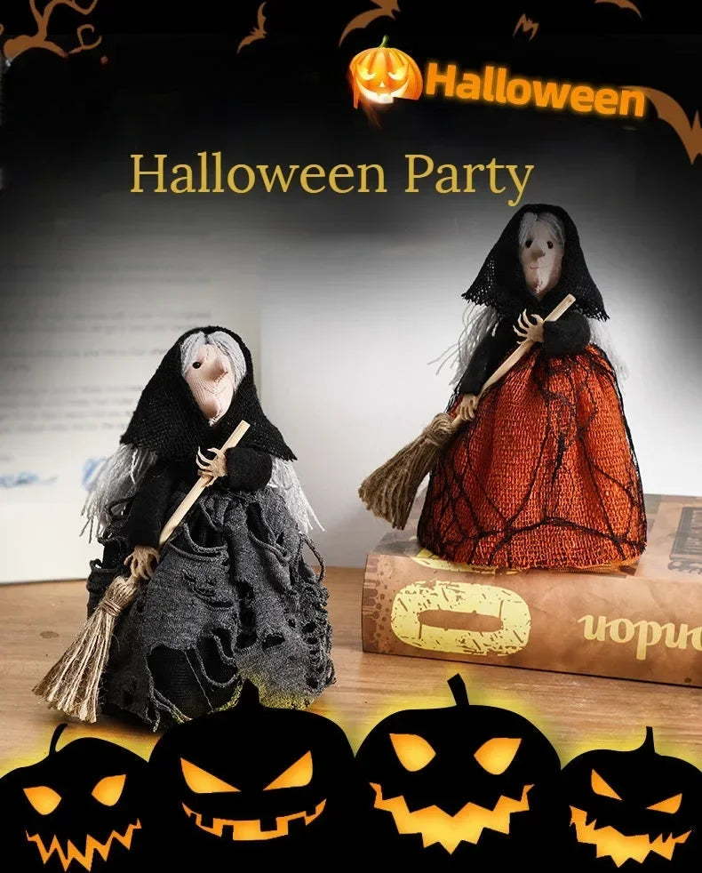 Halloween Witch Decoration with Broom for Home Garden Porch Party Hanging Decor Indoor and Photography Prop Home Accessories Lootquake LLC