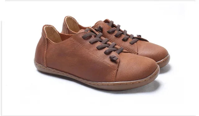 MVVJKE Women Shoes Flat 100% Authentic Leather Plain toe Lace up Ladies Shoes Flats Woman Moccasins Female Footwear Lootquake LLC