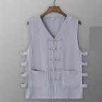 Vintage Vest Men Cotton Linen Shirt Kung Fu Vest Summer Tank Top Tang Suit Traditional Chinese Clothing Sleeveless Open Cardigan Lootquake LLC