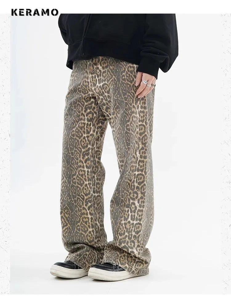 Vintage Leopard Print Jeans Women Spring Oversize Casual Hip Pop Wide Leg Trouser Trend High Waist Panther Denim Pants Ladies Lootquake LLC