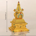 Buddha Statue Pagoda,Engraving Inlaid Gem Tibetan Alloy Double-Layer Tower,Altars Stupa,Buddhist Item Religious Decorative Lootquake LLC