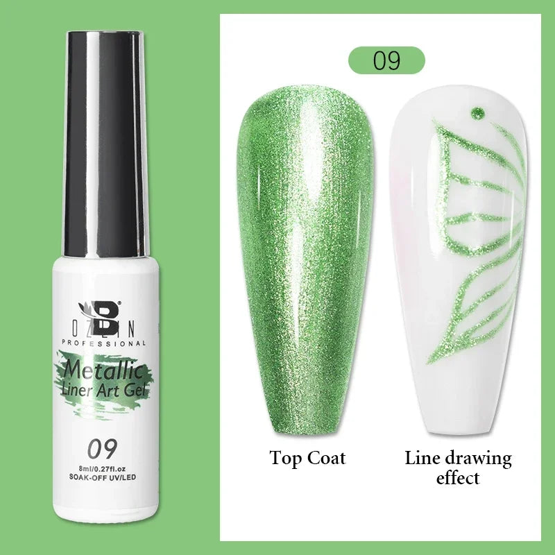5ML Gold Silver Metallic Liner Paint Gel Polish Chrome Mirror Metal Effect Super Bright French UV LED Semi Permanent Nail Gel Lootquake LLC