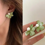 Kiss Jewelry Cute Sweet Flower Round Shape Pearl Rhinestone Stud Earrings for Women Tulip Floral Korean Fashion Earring Gift Lootquake LLC