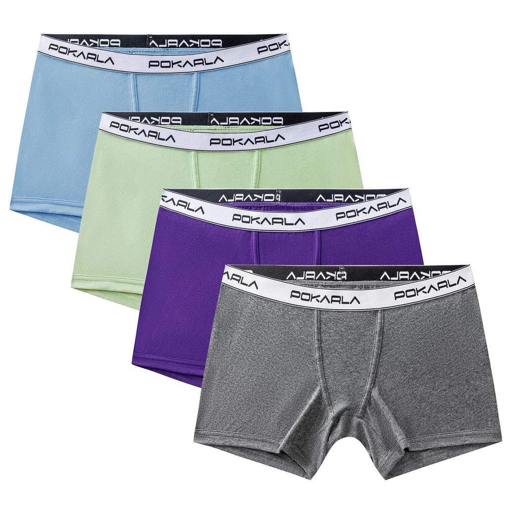 POKARLA 4PCS Women’s Cotton Boxer Underwear Ladies Soft Safety Panties Female Breathable Inseam Briefs Set Boy Shorts Plus Size Lootquake LLC