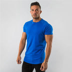Cotton Plain Tops Tees Fitness Mens THRIXINE