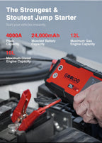 GOOLOO 4000A 12V Charger External Battery Booster 24000mah Car Jump Starter Car Battery PD100W Fast Charging Portable Power Bank Lootquake LLC