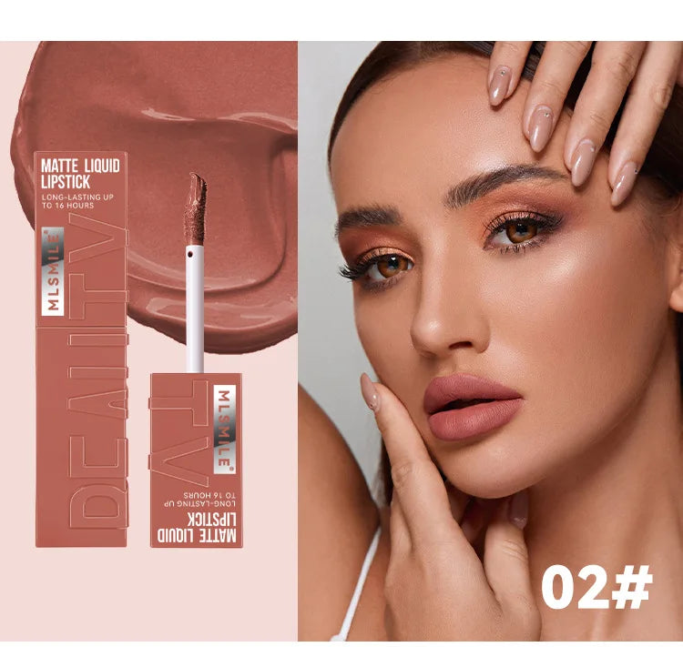 Matte Liquid Lipstick 6 Colors Long Lasting Lip Ink Lip Tint Non-stick Cup Nude Lip Gloss Waterproof Cosmetics Make Up