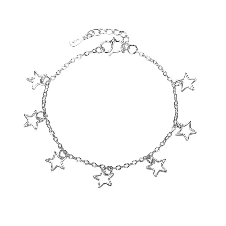 Silver color Stars Anklet Double Layer plated Charms Ankle Bracelet Jewellery Anklets For Women Foot Jewelry Love 2023 new hot Lootquake LLC