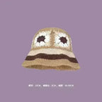 Handmade Knitted Bucket Hat - Cotton Boho Print - All-Season Stretchy Fit