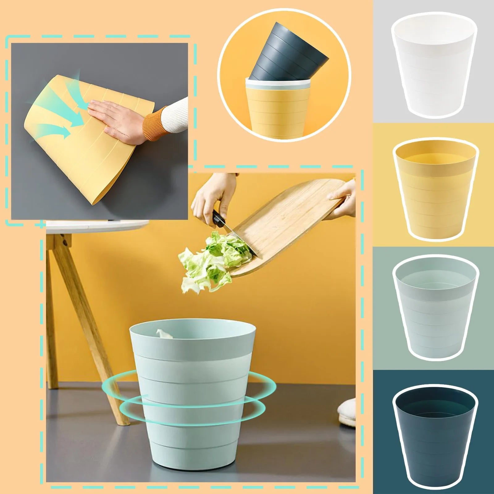 6L Small Waste Bin Desktop Garbage Trash Can Plastic Home Office Table Trash Can Dustbin Basket Household Sundries Barrel Box Y Lootquake LLC