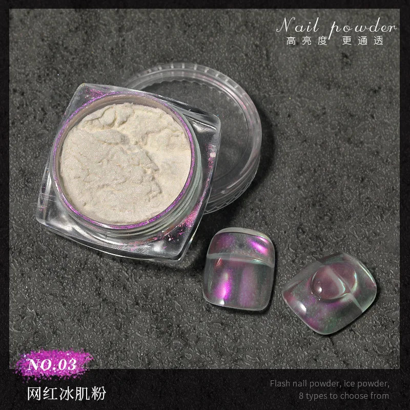 Ultra-Fine Aurora Nail Glitter Powder Sparkle Ice Transparent Polish Iridescent Nail Powder Multi Mirror Effect Glitter Dust Lootquake LLC