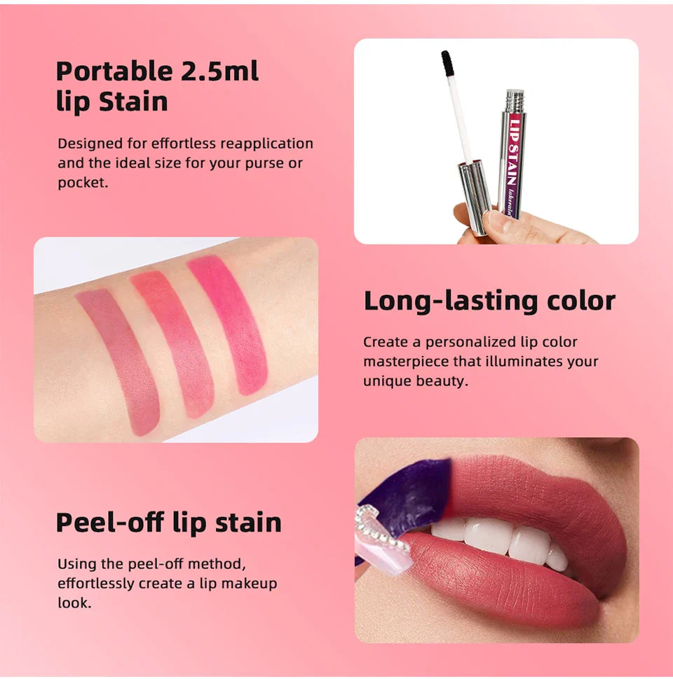 Peel Off Lip Stain Reveal Long Lasting Waterproof Pink Lip Tint Transfer Proof Non-stick Cup Natural Lip Stain Women's Cosmetics Lootquake LLC