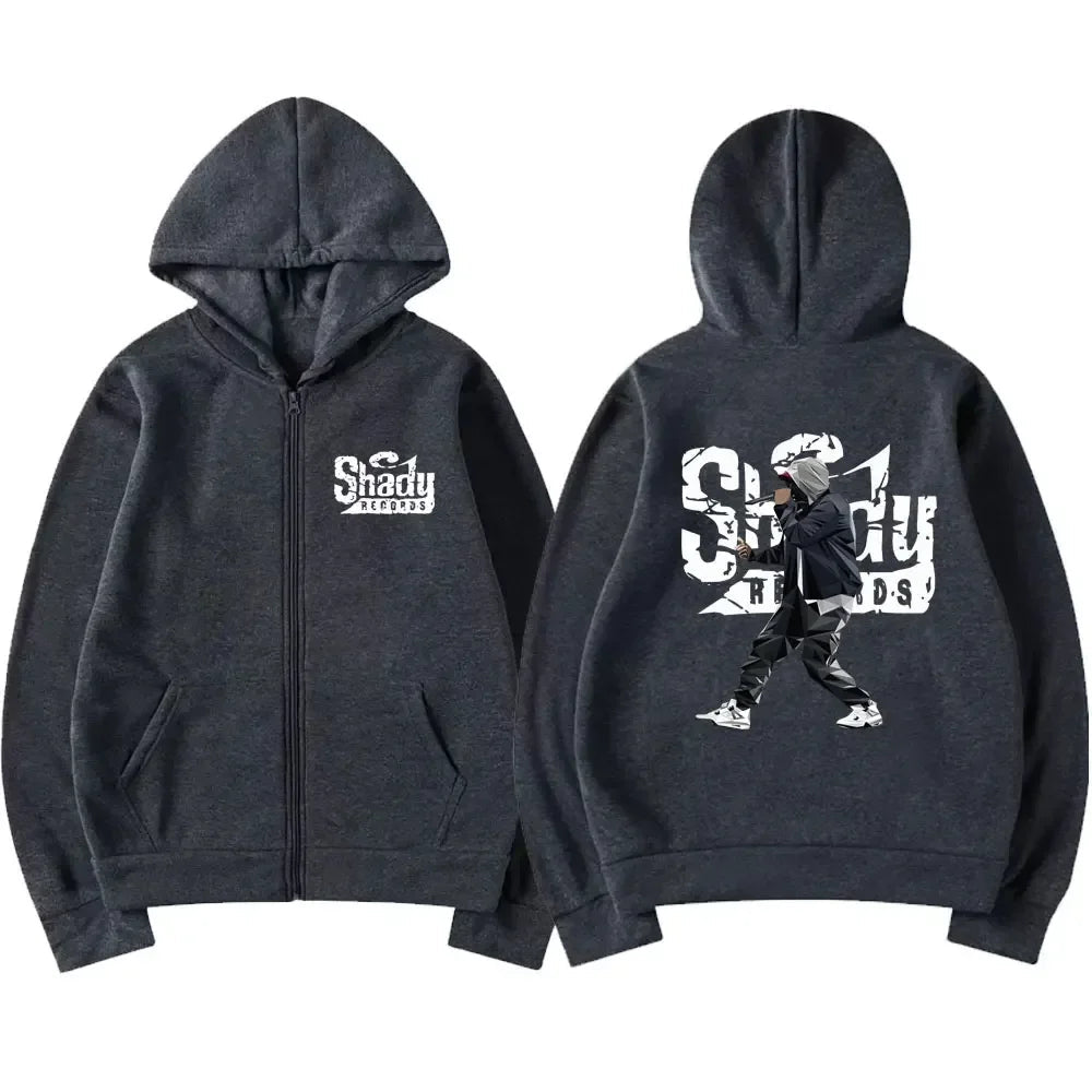 Rapper Eminem Slim Shady Music Rap Fashion Zip Up Hoodie Hip Hop Oversized Hooded Zipper Sweatshirt Casual Streetwear Coats Male Lootquake LLC
