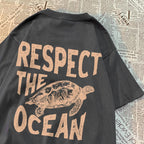 Respect The Ocean Green Turtle T Shirt Men Oversized Clothes Hip Hop Breathable Short Sleeve Harajuku Summer Cotton T-Shirt Lootquake LLC