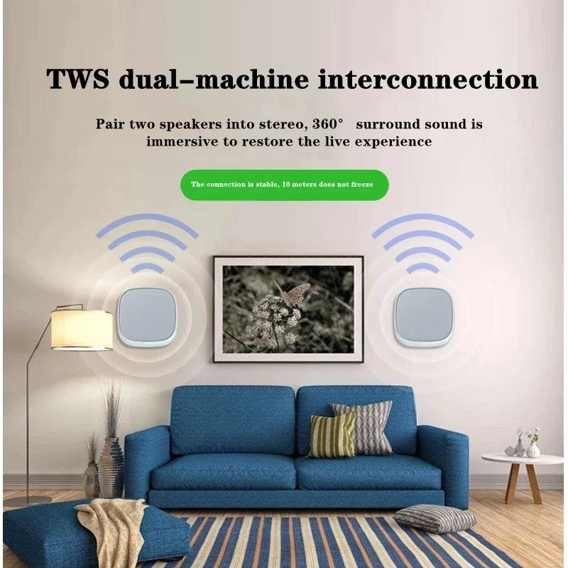 Shop Wall-mounted Bluetooth Speaker TWS Interconnection Built-in 4400 MAh Battery Boom Box Wireless 3D Surround Stereo Subwoofer Lootquake LLC