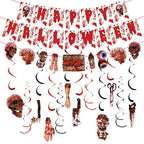 Halloween Blood Banner Paper Garland Scary Eyeball Skull Spiral Hanging Flag Halloween Party Decoration Home Haunted House Decor Lootquake LLC