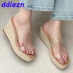 2025 Platform Ladies Wedges Slides Slippers Shoes Female Pumps Shoes Fashion Transparent Footwear Women Wedges Slippers Big Size Lootquake LLC