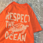 Respect The Ocean Green Turtle T Shirt Men Oversized Clothes Hip Hop Breathable Short Sleeve Harajuku Summer Cotton T-Shirt Lootquake LLC